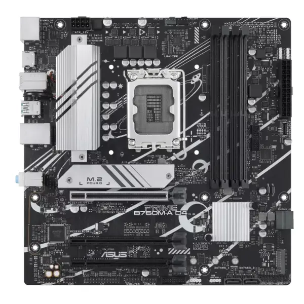 ASUS PRIME B760M-A D4 Motherboard – Intel B760 Chipset, LGA1700, DDR4, PCIe 4.0, Dual M.2, 2.5Gb Ethernet, Micro-ATX