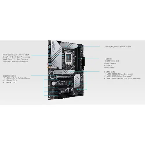 ASUS PRIME Z790-P WIFI-CSM Motherboard – LGA 1700, Intel Z790 Chipset, DDR5, PCIe 5.0, Wi-Fi 6, ATX