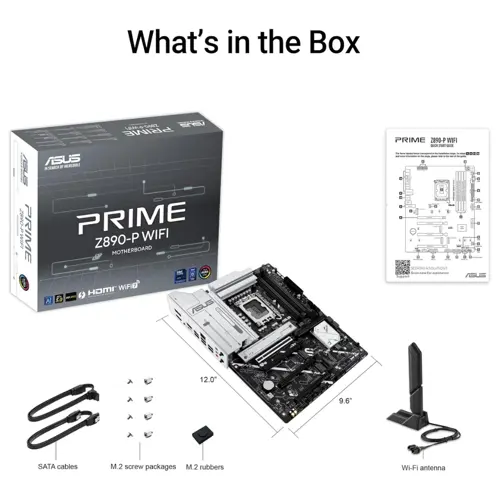 ASUS PRIME Z890-P WIFI Z890 LGA 1851 ATX motherboard, Intel® Core™ Ultra Series 2 Ready, Advanced AI PC-ready, 14+1+1+2 power stage, DDR5, PCIe® 5.0, Thunderbolt™ 4 USB Type-C®, 4x M.2, Wi-Fi 7, 2.5Gb