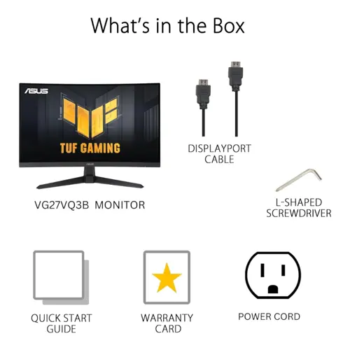 ASUS TUF Gaming Monitor VG27VQ3B 27” 1080P Curved Monitor  – Full HD, 180Hz, 1ms, Extreme Low Motion Blur Sync, FreeSync, 1500R Curvature, Eye Care, 90% DCI-P3, DisplayWidget,