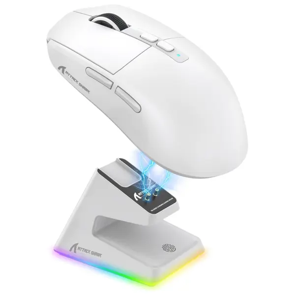 ATTACK SHARK X6 Superlight Wireless Gaming Mouse – PAW3395, 26,000 DPI, Tri-Mode, Magnetic Charging Dock (Black & White)