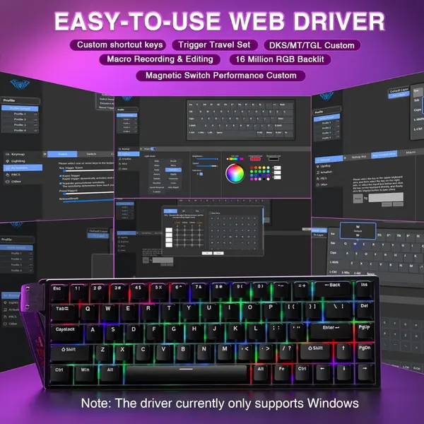 AULA WIN68 HE 60% Mechanical Gaming Keyboard – Hall Effect Magnetic Switches, RGB, Compact Wired Design