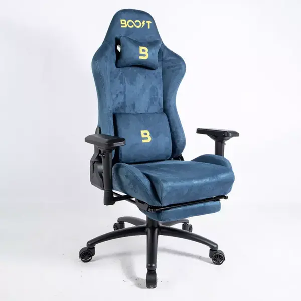 Boost Dominion Ergonomic Chair – Suede Fabric, 4D Adjustable Armrests, Built-in Footrest, 90°–180° Recline