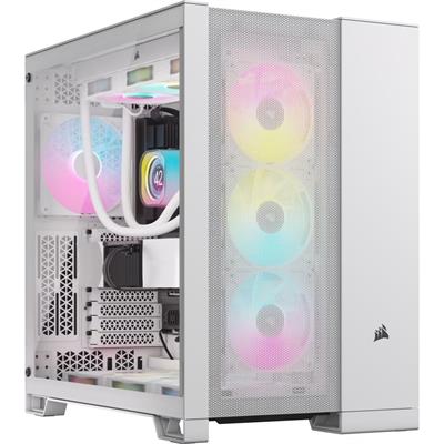 CORSAIR 6500D AIRFLOW Mid-Tower ATX Dual Chamber PC Case – Tempered Glass – Reverse Connection Motherboard Compatible – No Fans Included – Black, white