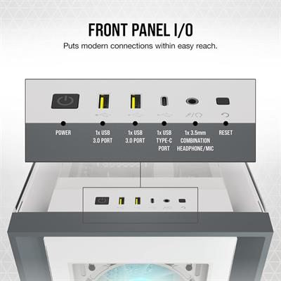 Corsair iCUE 5000X RGB Tempered Glass Mid-Tower ATX PC Smart Case — White