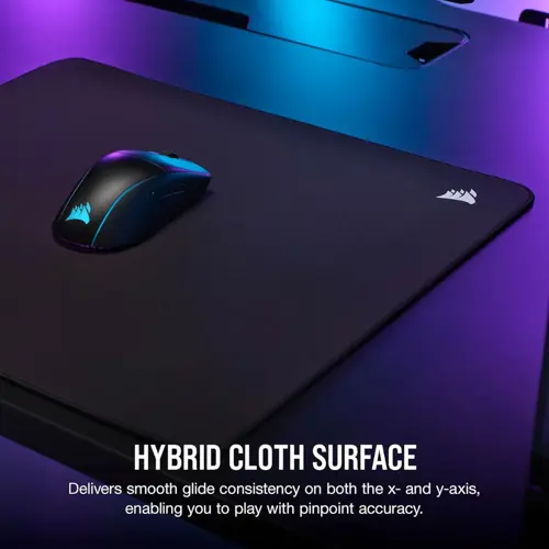 Corsair MM500 v2 Hybrid Cloth Gaming Large Mouse Pad – 45cm x 40cm – Spill-Proof Coating – Anti-Fray Stitched Edges – Non-Slip Rubber Base – Black