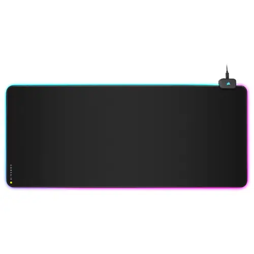 CORSAIR MM700 RGB Extended Cloth Gaming Mouse Pad - 36.6" x 15.8" - 360° RGB Lighting - Two USB Port Hub - Thick Rubber - Black