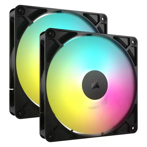 Corsair RS140 ARGB 140mm PWM Case Fans - Dual Pack (Black & White Options) | Magnetic Dome Bearing, Daisy-Chain