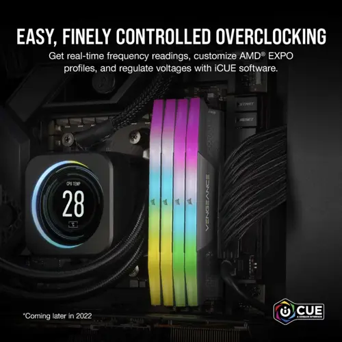 Corsair Vengeance RGB 32GB (2x16GB) DDR5 5600MT/s CL40 Desktop RAM Kit | Dynamic RGB Lighting, Intel XMP 3.0 & AMD EXPO Compatible