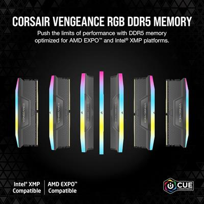 CORSAIR Vengeance RGB DDR5 96GB (2x48GB) DDR5 6000MHz CL30-36-36-76 1.40V AMD Expo & Intel XMP Desktop Computer Memory