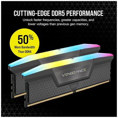 CORSAIR Vengeance RGB DDR5 RAM 96GB (2x48GB) 6800MHz CL34-42-42-110 1.4V Intel XMP 3.0 Desktop Computer Memory – Black