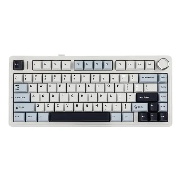 EPOMAKER x Aula F75 75% Wireless Gasket Mechanical Keyboard – Hot Swappable, Triple Mode BT/2.4G/USB-C, RGB, Knob (Light Blue, Ice Vein Switch)