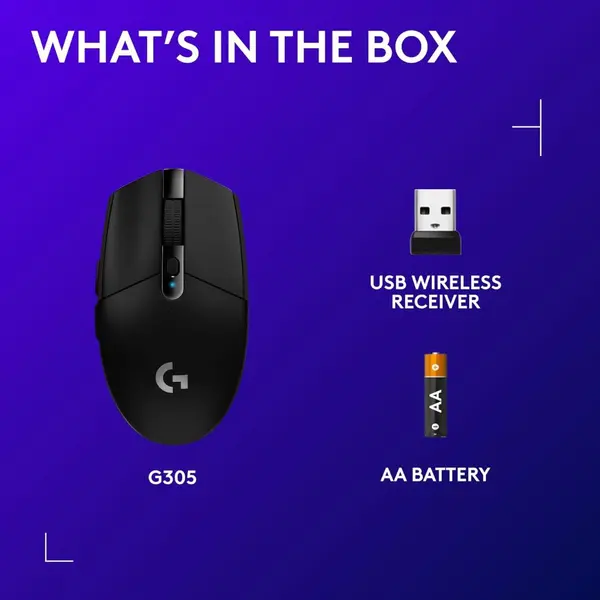 Logitech G305 LIGHTSPEED Wireless Gaming Mouse – HERO Sensor | Ultra-Fast 1 ms Response | 6 Programmable Buttons | Lightweight Design