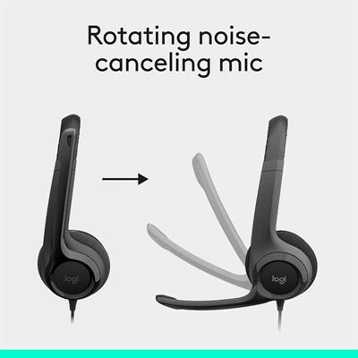 Logitech H390 Gaming Headphones, Wired Headphones with Mic, USB Headset with Microphone for PC, Noise Cancelling Microphone for Video Meetings, Music, Gaming - Black