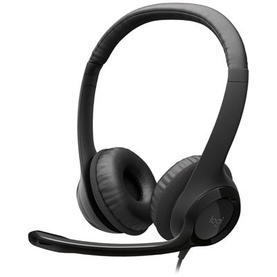 Logitech H390 Gaming Headphones, Wired Headphones with Mic, USB Headset with Microphone for PC, Noise Cancelling Microphone for Video Meetings, Music, Gaming - Black