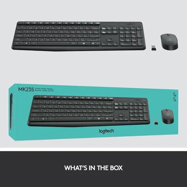 Logitech MK235 Wireless Keyboard and Mouse Combo – Full-Size Keyboard | Long Battery Life | Plug & Play | Reliable 2.4GHz Connection
