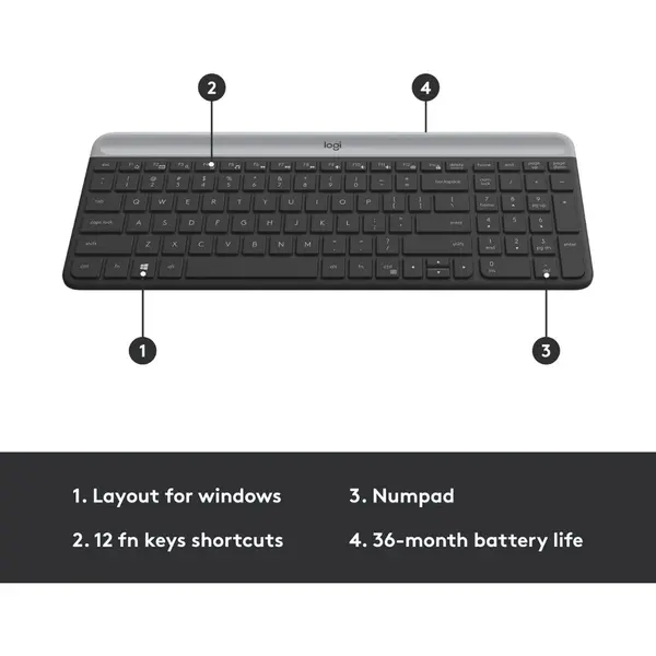 Logitech MK470 Slim Wireless Keyboard and Mouse Combo – Ultra-Slim Design | Silent Keys | 2.4GHz Wireless | Long Battery Life