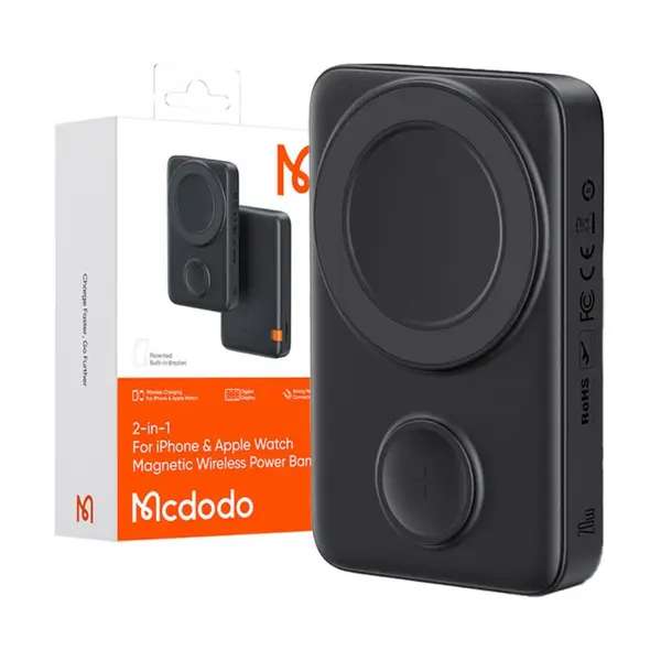 MCDODO MC-1461 10000mAh Magnetic Power Bank – 20W PD Fast Charging, Wireless Charging, USB-C Port, LED Display