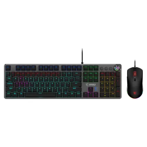 MSI FORGE GK310 COMBO US Wired Gaming Keyboard & Mouse Set | Mechanical Red Switches, Hot-Swappable Keys, 7200 DPI Optical Sensor, 20-Mode RGB