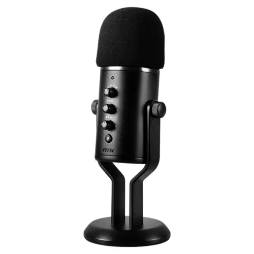 MSI IMMERSE GV60 Streaming Microphone (USB Type-C Interface and 3.5mm Aux, for Professional Applications with Intuituve Control in 4 Modes: Stereo, Omnidirectional, Cardioid and Bidirectional)