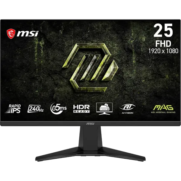 MSI MAG 255F X24 Gaming Monitor – 24.5" FHD Rapid IPS, 240Hz, 0.5ms, AMD FreeSync Premium, HDR Ready