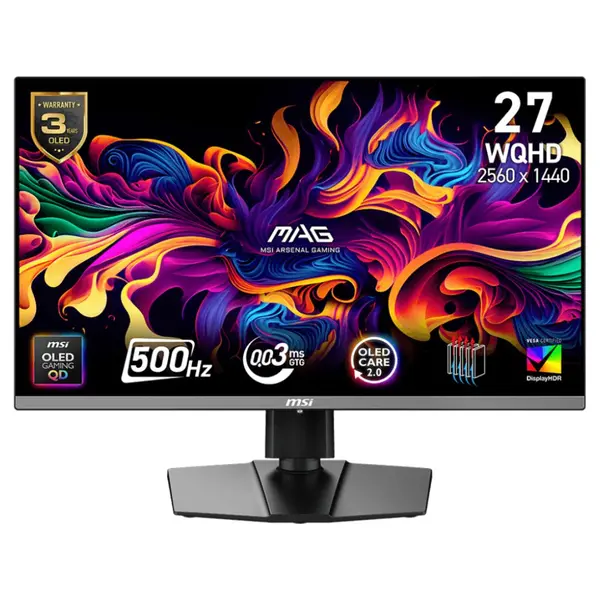 MSI MAG 272QP QD-OLED X50 – 27″ QHD QD-OLED Gaming Monitor | 240Hz | 0.03ms GtG | HDR True Black 400 | AMD FreeSync Premium | G-SYNC Compatible