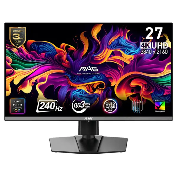 MSI MAG 272UP QD-OLED X24 – 27″ 4K UHD QD-OLED Gaming Monitor | 240Hz | 0.03ms GtG | HDR True Black 400 | FreeSync Premium | G-SYNC Compatible