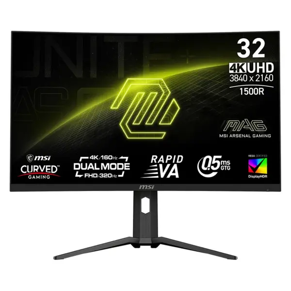 MSI MAG 321CUPDF – 32″ 4K UHD Curved Gaming Monitor | Rapid VA | 160Hz | 1ms GTG | HDR Ready | FreeSync Premium | USB-C 65W