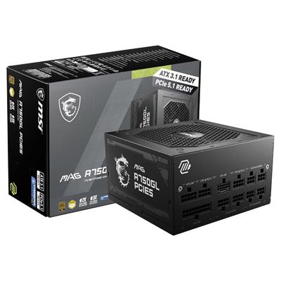 MSI MAG A750GL PCIE 5.1 & ATX 3.1 Gaming Power Supply - Full Modular - 80 Plus Gold Certified 750W - Compact Size - ATX PSU
