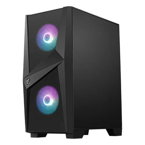 MSI MAG FORGE 100R ARGB Mid-Tower Gaming PC Case Black | ATX, Tempered Glass, 3x Pre-installed Fans, 2x USB 3.2 Gen1, Mystic Light Sync