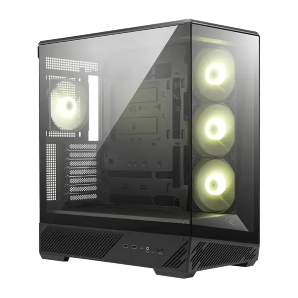 MSI MAG PANO 130R PZ – Mid Tower Gaming Case | Panoramic Tempered Glass | 4× ARGB Fans | Dual-Chamber Design | USB Type-C Front I/O