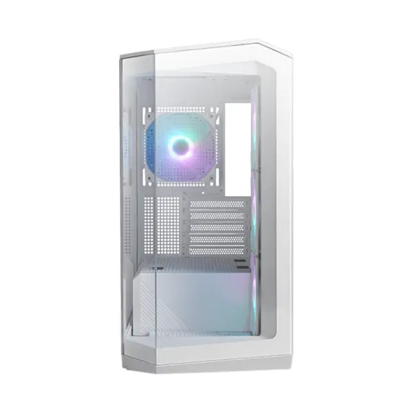 MSI MAG PANO M100R PZ (White) – Mid Tower Gaming PC Case | Panoramic Glass | ARGB Fans | Tool-Free Design | USB Type-C