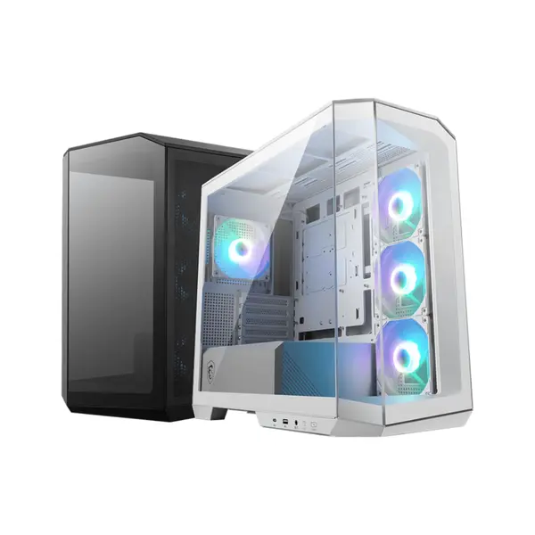 MSI MAG PANO M100R PZ (White) – Mid Tower Gaming PC Case | Panoramic Glass | ARGB Fans | Tool-Free Design | USB Type-C