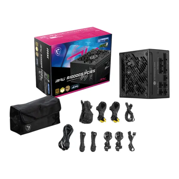 MSI MPG A1000GS PCIE5 1000W Gaming Power Supply (ATX 3.1 & PCIe 5.1 Ready, Dual 12V-2x6)