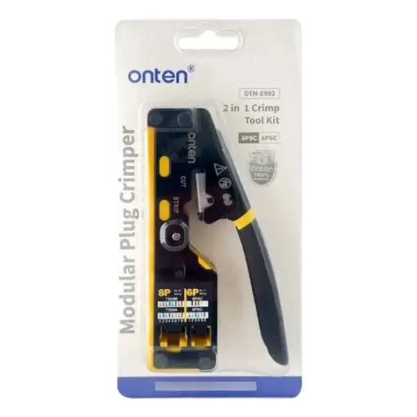 ONTEN E992 2-in-1 Modular Crimping Tool – RJ45/RJ11 Crimping, Cutting & Cable Stripping Tool
