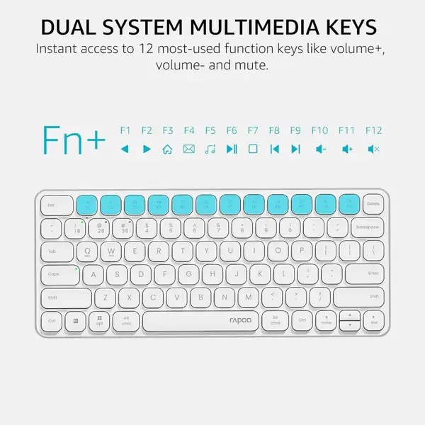 Rapoo E9050L Wireless Keyboard Multi-Device Ultra-Slim Rechargeable US Layout, MAC, WINDOWS, LINUX