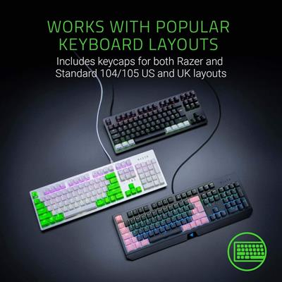 Razer Doubleshot PBT Keycap Upgrade Set for Mechanical & Optical Keyboards: Compatible with Standard 104/105 US and UK layouts - Mercury White