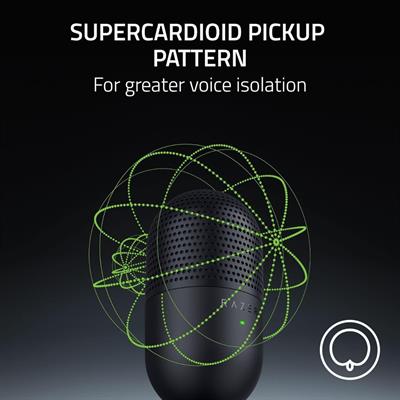 Razer Seiren V3 Mini USB Microphone: Condenser Mic - Supercardioid Pickup Pattern - Tap-to-Mute Sensor with LED Indicator - Shock Absorber - Ultra Compact - PC, Discord, OBS Studio, XSplit - Black, White Pink