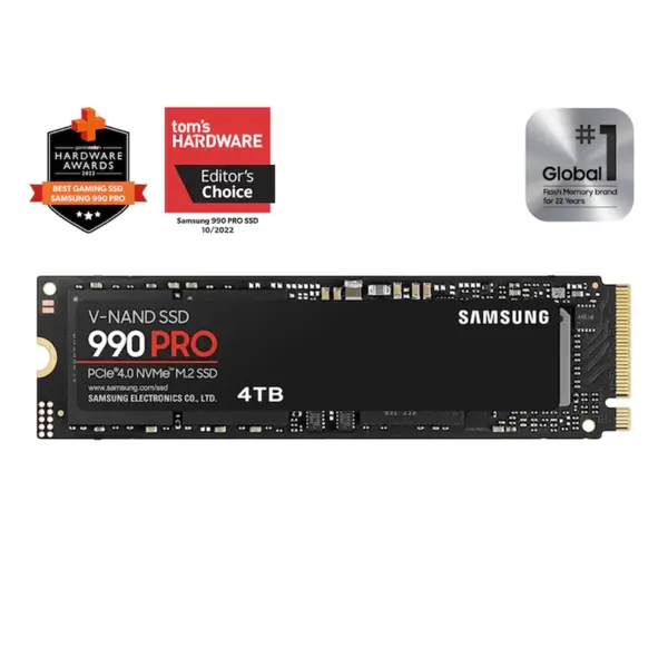 SAMSUNG SSD 2TB and 4TB 990 PRO NVMe Internal SSD, PCIe Gen 4.0 x4, 7450 MB/s Read, 6900 MB/s Write, Available with and without Heatsink