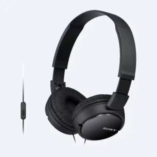 Sony MDR-ZX110AP Wired On-Ear Headphones with Microphone Deep Bass Foldable Design