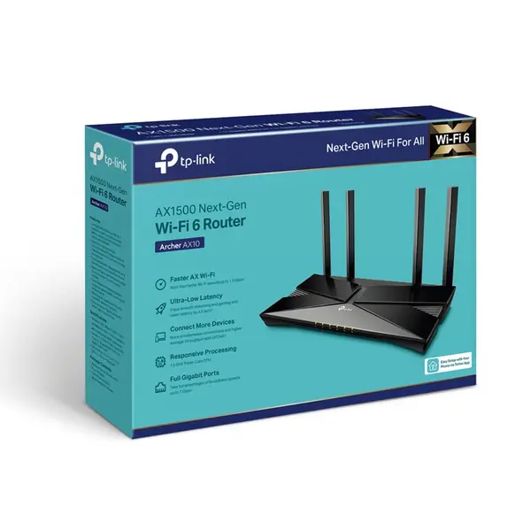 TP-Link Archer AX10 AX1500 Wi-Fi 6 Router with Dual-Band 1.5Gbps, 1.5GHz Triple-Core CPU, OFDMA, MU-MIMO & Beamforming Technology
