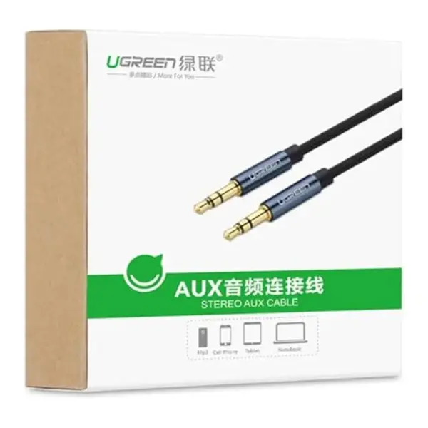 UGREEN 3.5 mm Male-to-Male Audio Cable – Braided, Gold-Plated, Multiple Lengths (1.5 m / 3 m / 5 m) – Blue