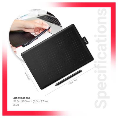 Wacom CTL-472/K0-CX Digital Drawing Graphics Pen Tablet (Red & Black) Small (6-inch x 3.5-inch)(15x8cm) | Battery Free Cordless Pen with 2048 Pressure Level