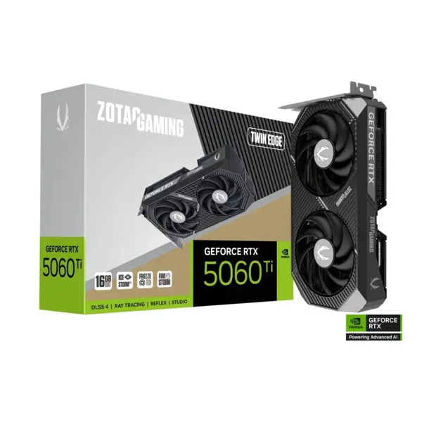 ZOTAC GAMING GeForce RTX™ 5060 Ti 16GB Twin Edge – 16GB GDDR6 Overclocked Gaming Graphics Card