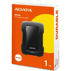 ADATA HD330 1TB Shock-Resistant External Hard Drive | USB 3.2 Gen 1 (5Gbps) | Silicone Casing | AES 256-Bit Encryption | Black