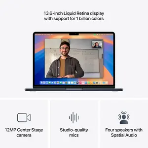 Apple MacBook Air 13.6″ MC7X4 (M2, 8-Core Chip) | 16GB Unified Memory | 256GB SSD | 8-Core GPU | Retina Display | Midnight | macOS | 1-Year Warranty