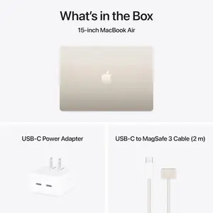 Apple MacBook Air 15.3″ MW1J3 (M4, 10-Core Chip) | 16GB Unified Memory | 256GB SSD | 10-Core GPU | Liquid Retina Display | Starlight | macOS | 1-Year Warranty