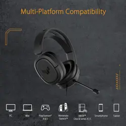  ASUS TUF Gaming H1 Wired Headset - Discord Certified Mic, 7.1 Surround Sound, 40mm Essence Drivers, 3.5mm Jack, Lightweight, for PC, Switch, PS4, PS5, Xbox One, Xbox Series X | S, and Mobile Devices – Black