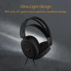  ASUS TUF Gaming H1 Wired Headset - Discord Certified Mic, 7.1 Surround Sound, 40mm Essence Drivers, 3.5mm Jack, Lightweight, for PC, Switch, PS4, PS5, Xbox One, Xbox Series X | S, and Mobile Devices – Black