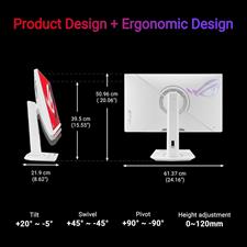 ASUS ROG Strix XG27UCG-W 27 inch 4K HDR USB-C Gaming Monitor – White, UHD (3840x2160) Dual Mode (4K 160Hz or FHD 320Hz), 1ms, Fast IPS, ELMB Sync, G-SYNC Compatible, AI Gaming, White